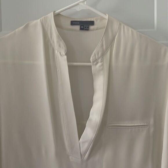 Vince Ivory Silk Split Front Blouse - Picture 2 of 5